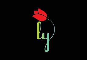 ly monograms rose logo, plantilla de vector de belleza de spa de cosméticos de lujo