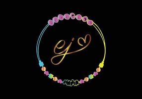 diseño de pulsera de monogramas ej, joyería, plantilla de vector de boda