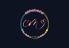 diseño de pulsera con monogramas cm, joyería, plantilla vectorial de boda vector