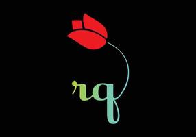 rq monograms rose logo, plantilla de vector de belleza de spa de cosméticos de lujo