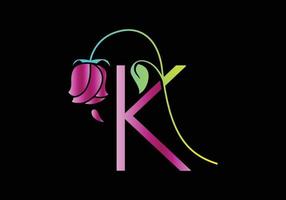 logotipo de rosa de monogramas k, plantilla de vector de belleza de spa de cosméticos de lujo