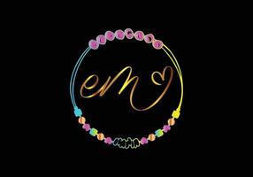 EM Monograms bracelet design, jewelry, wedding vector template