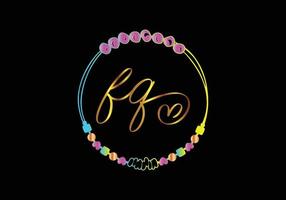 diseño de pulsera de monogramas fq, joyería, plantilla de vector de boda