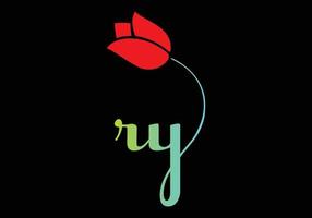 ry monograms rose logo, plantilla de vector de belleza de spa de cosméticos de lujo