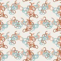 Fantasy messy freehand doodle geometric shapes seamless pattern.  Infinity ditsy scribble abstract card, layout. Creative background. Textile, fabric, wrapping paper. vector