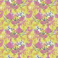 Fantasy messy freehand doodle geometric shapes seamless pattern.  Infinity ditsy scribble abstract card, layout. Creative background. Textile, fabric, wrapping paper. vector