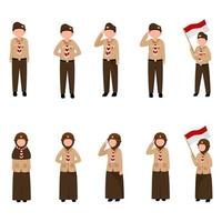 Set of indonesian scouts vector