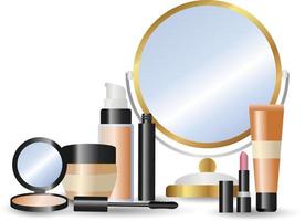 elementos de maquillaje cosmético sobre la mesa vector