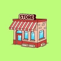 pequeña tienda isométrica ilustración vectorial de dibujos animados