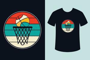 ilustración vectorial de baloncesto, diseño de camisetas deportivas, diseño de camisetas retro vintage con ilustración de baloncesto vector