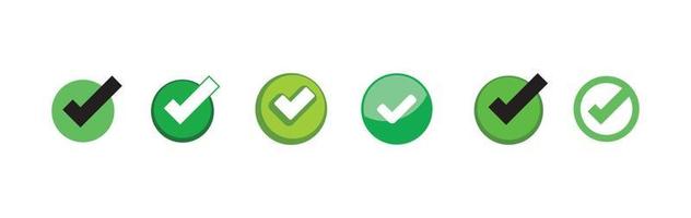 Check mark icons. Green tick approval. vector