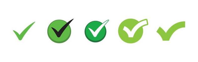 Check mark. Set of Green tick approval icons. vector