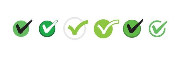 Check mark icons. Green tick approval. vector