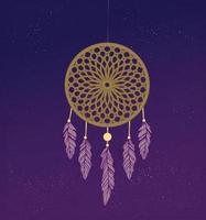 Dreamcatcher hanging in the night sky vector