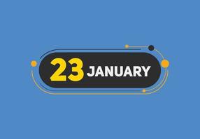 january 23 calendar reminder. 23th january daily calendar icon template. Calendar 23th january icon Design template. Vector illustration