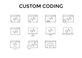 Set of Custom coding icons Vector illustration. modern style Custom coding symbol