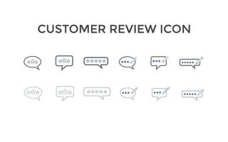 conjunto de comentarios o iconos de revisión del cliente ilustración vectorial. símbolo de signo de revisión de 5 estrellas del cliente para seo, web y aplicaciones móviles vector