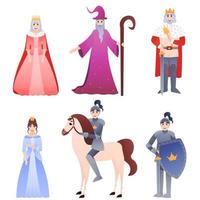 Fairy tale character set in cartoon childish style isolated on white background, fantasy kingdom vector