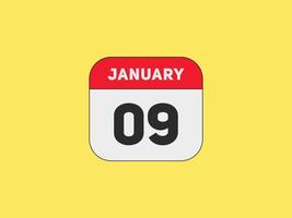 january 9 calendar reminder. 9th january daily calendar icon template. Calendar 9th january icon Design template. Vector illustration