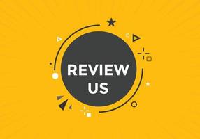 Review us Start now button. Review us User rating social banner promotion. Review Us text social media template vector