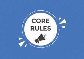 Core rules text button. Core rules speech bubble. Core rules text web template Vector Illustration