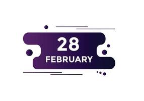 february 28 calendar reminder. 28th february daily calendar icon template. Calendar 28th february icon Design template. Vector illustration