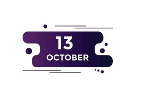 october 13 calendar reminder. 13th october daily calendar icon template. Calendar 13th october icon Design template. Vector illustration