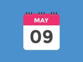 may 9 calendar reminder. 9th may daily calendar icon template. Calendar 9th may icon Design template. Vector illustration