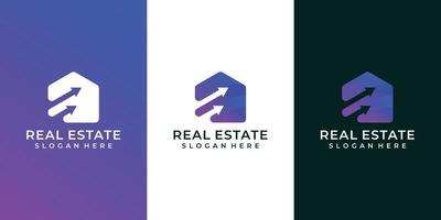 inmobiliaria flecha espacio negativo diseño de logotipo vector gradiente inspiración