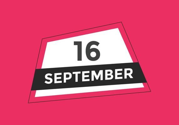 september 16 calendar reminder. 16th september daily calendar icon ...