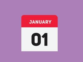 january 1 calendar reminder. 1st january daily calendar icon template. Calendar 1st january icon Design template. Vector illustration