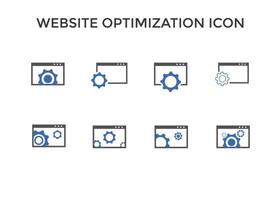 iconos de optimización de sitios web. icono de símbolo de desarrollo de página web. concepto de seo y diseño web vector