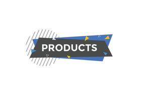 botón de productos burbuja de diálogo. banner web colorido de productos. ilustración vectorial vector