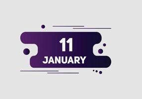 january 11 calendar reminder. 11th january daily calendar icon template. Calendar 11th january icon Design template. Vector illustration