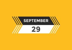 september 29 calendar reminder. 29th september daily calendar icon template. Calendar 29th september icon Design template. Vector illustration