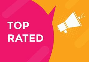 top rated text button. speech bubble. top rated Colorful web banner. vector illustration