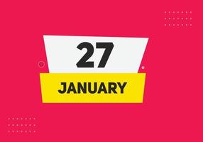 january 27 calendar reminder. 27th january daily calendar icon template. Calendar 27th january icon Design template. Vector illustration