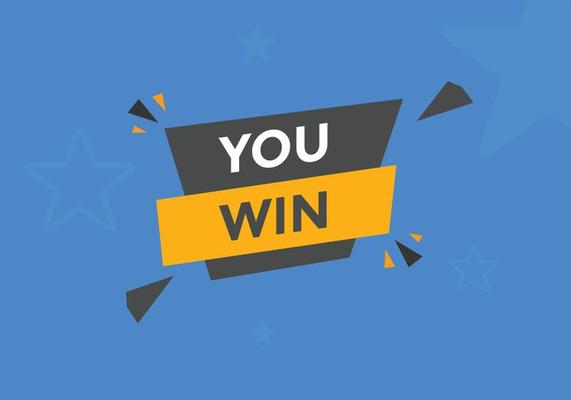 You win speech bubble. label sign template. Banner marketing advertising.