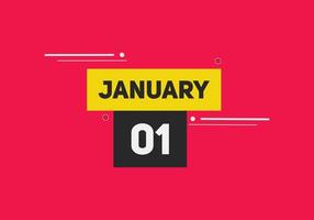 january 1 calendar reminder. 1st january daily calendar icon template. Calendar 1st january icon Design template. Vector illustration