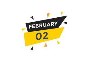 february 2 calendar reminder. 2nd february daily calendar icon template. Calendar 2nd february icon Design template. Vector illustration