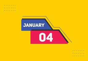 january 4 calendar reminder. 4th january daily calendar icon template. Calendar 4th january icon Design template. Vector illustration