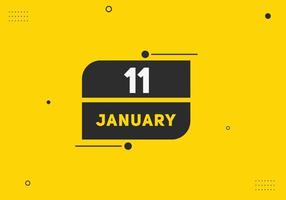 january 11 calendar reminder. 11th january daily calendar icon template. Calendar 11th january icon Design template. Vector illustration