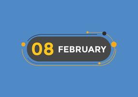 february 8 calendar reminder. 8th february daily calendar icon template. Calendar 8th february icon Design template. Vector illustration
