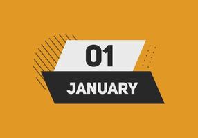 january 1 calendar reminder. 1st january daily calendar icon template. Calendar 1st january icon Design template. Vector illustration