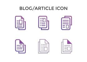 Set of blog, article icons Vector illustration.Blogging icon symbol for SEO, Website and mobile apps.