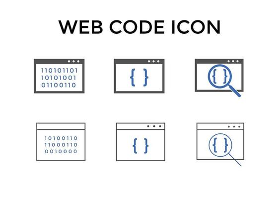 Web code icons. Website coding icon symbol