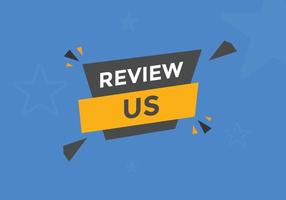 Review us Start now button. Review us User rating social banner promotion. Review Us text social media template vector