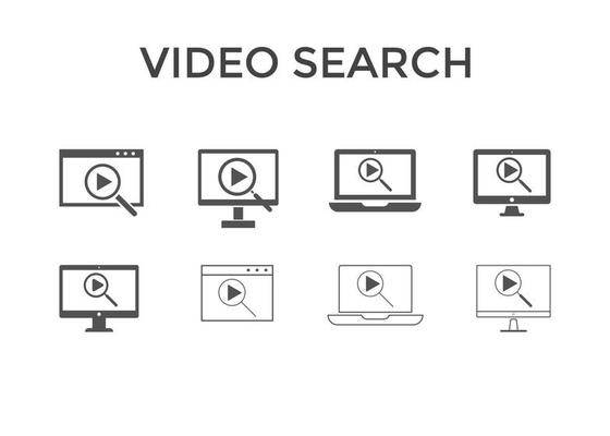 Video play icons on computer. video icon symbol