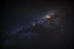 Clearly milky way galaxy at phitsanulok in thailand. Long exposure photograph.with grain photo