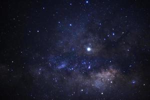 Starlight in night sky and milky way galaxy. Long exposure photograph.with grain photo